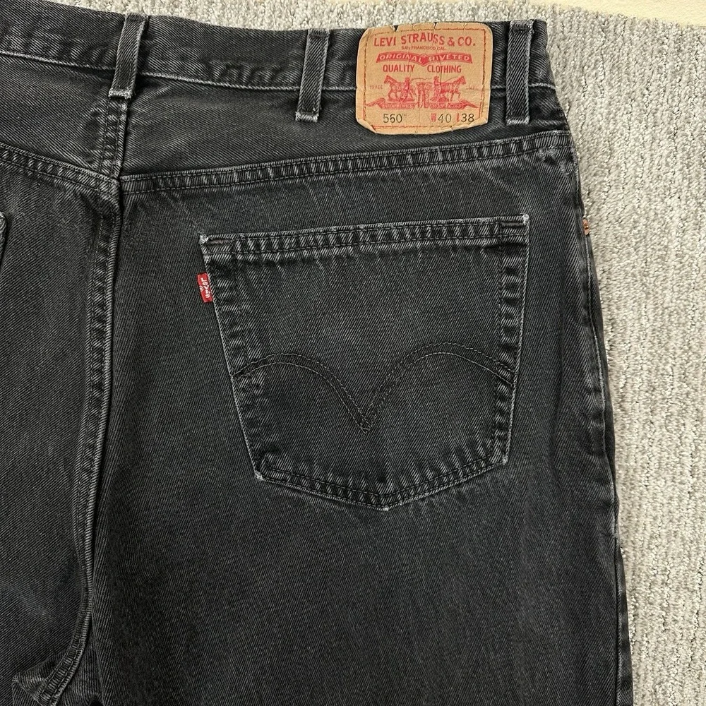 Vintage Levis 560 Jeans Mens 40x38 Fits 39x37 Black Relaxed Tapered Made USA 90s